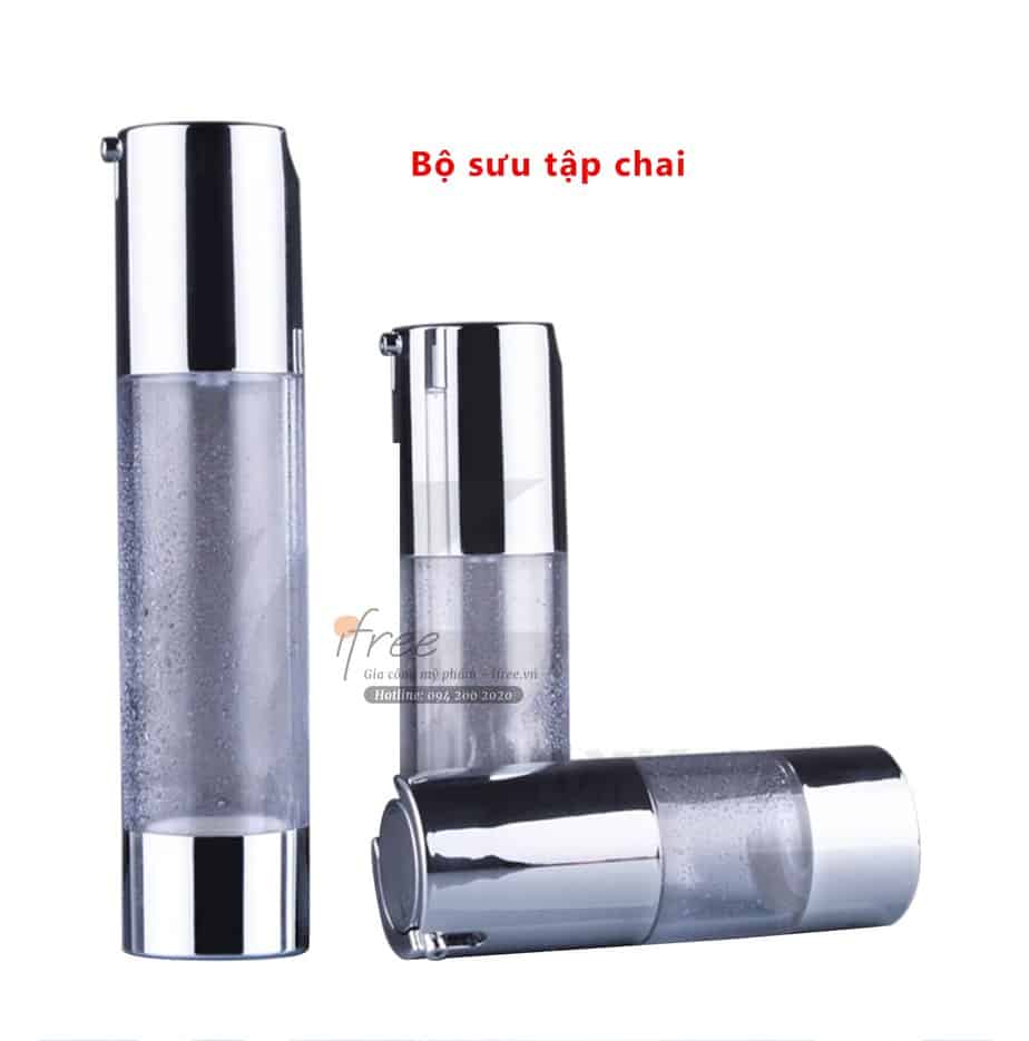 Chai chân không thân kim loại CK0006 11 Bộ sưu tập 3 size chai chân không bằng bạc của IFREE