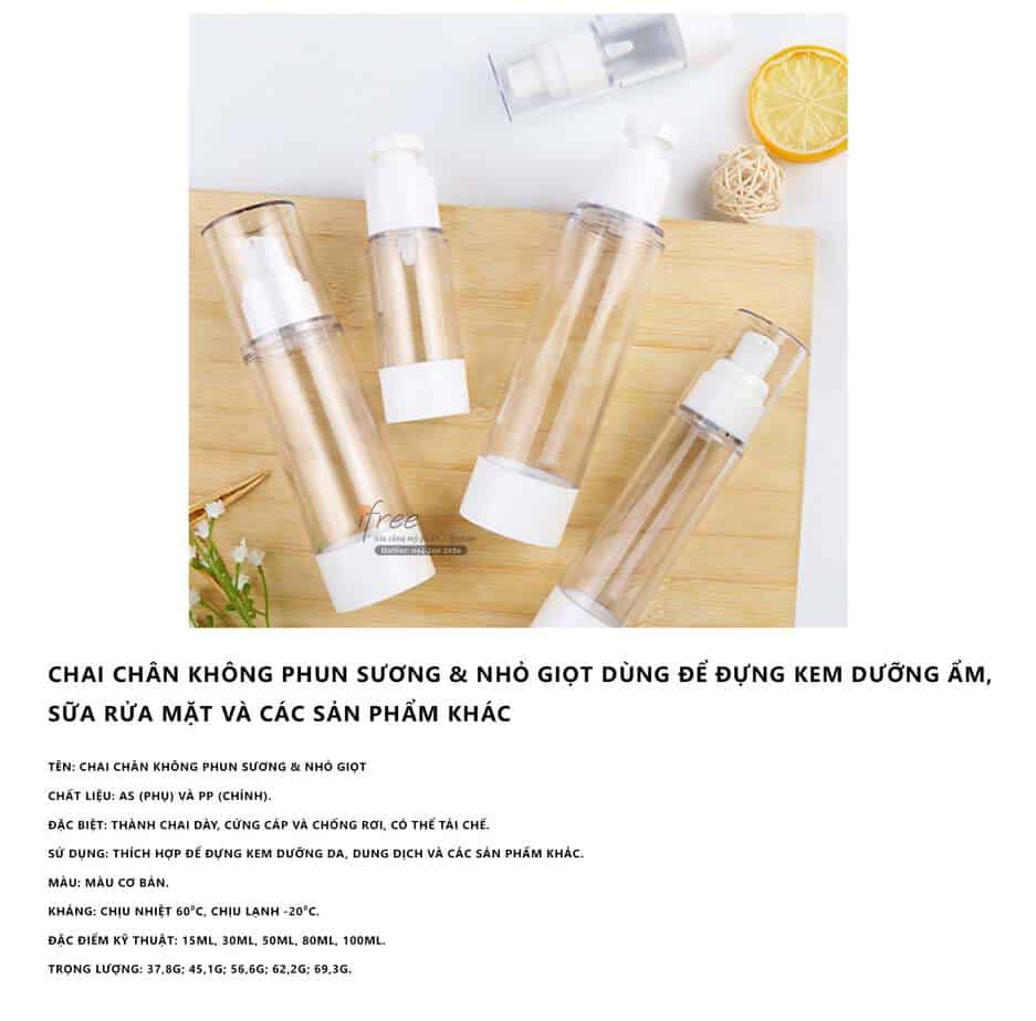 Vỏ chai chân không phun sương CK004 8 chai chan khong nho giot 8 min