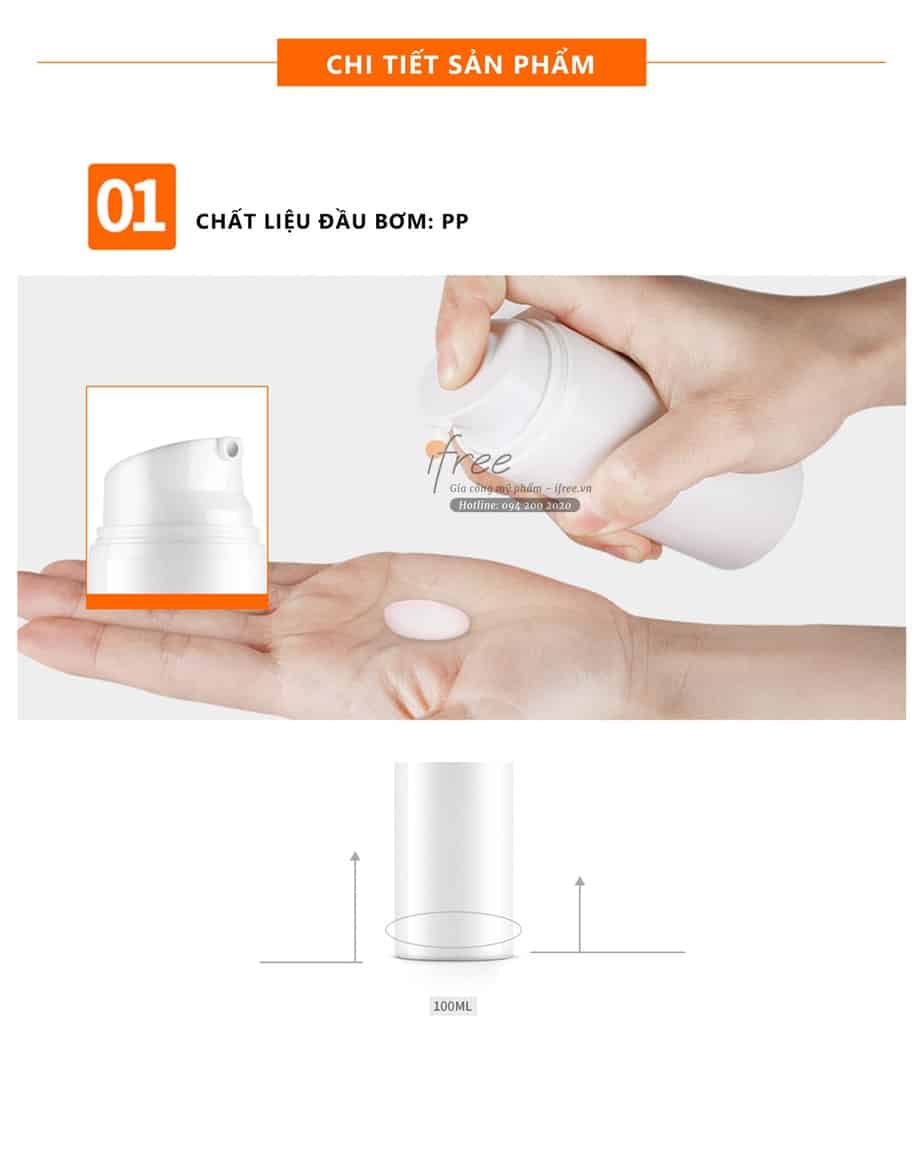 Chai chân không vòi nhấn CK0007 9 Ưu điểm của Chai chân không nắp bạc CK005