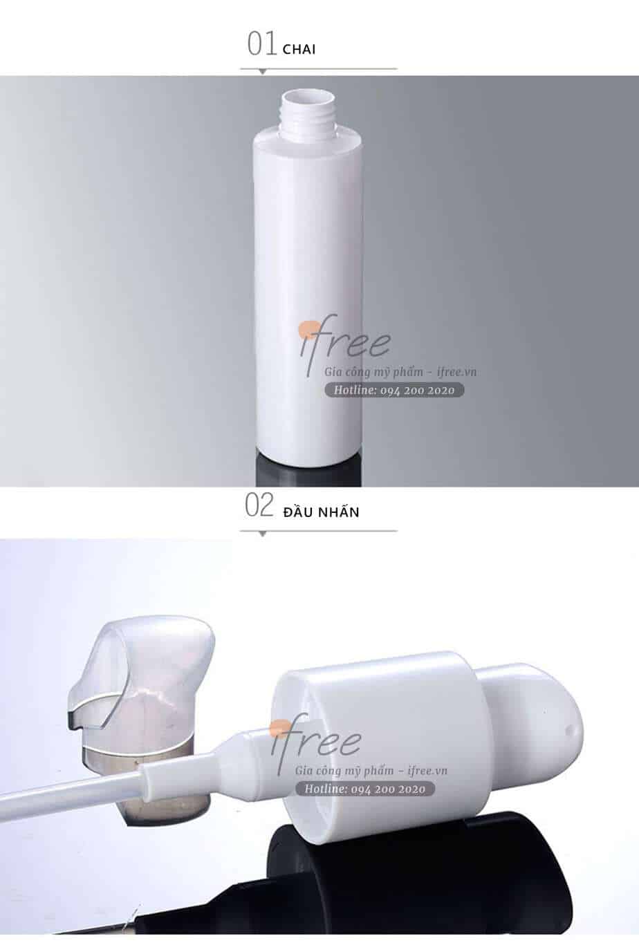 Chai lọ mỹ phẩm loại chai nhựa PET trắng 150ml chứa sữa rửa mặt VN0006 7 Chai PET trắng 150ml chứa sữa rửa mặt VN0006 có thể chứa các loại mỹ phẩm trang điểm