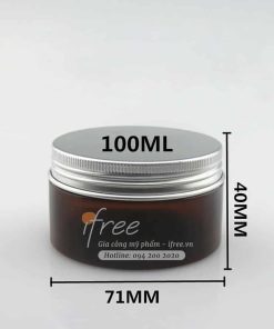 Hũ pet màu nâu 100ml chứa mỹ phẩm dạng kem, gel