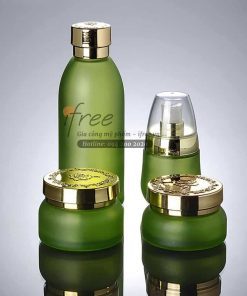 hủ thủy tinh xanh nắp vàng
