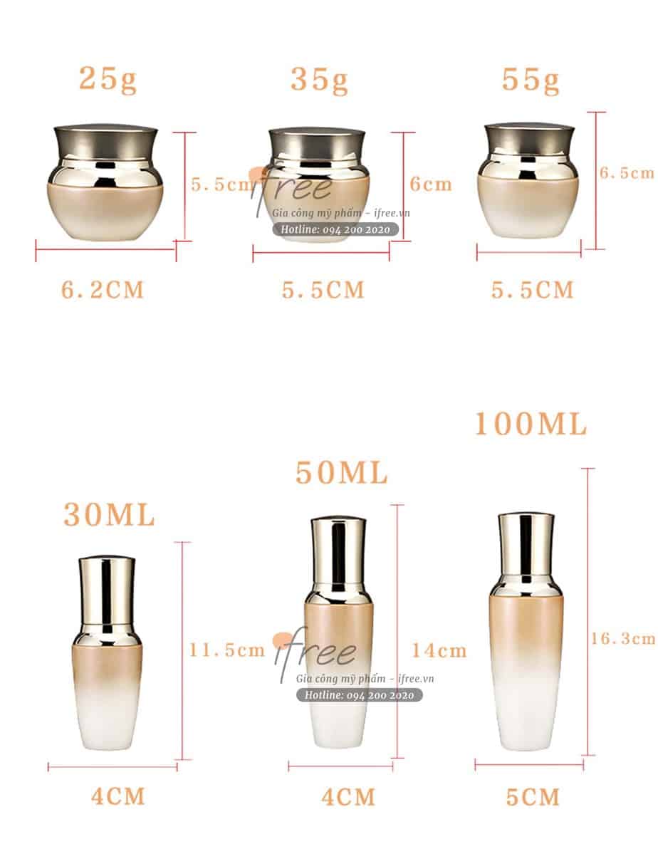 Set bộ chai lọ mỹ phẩm thủy tinh đựng mỹ phẩm 8 món SET0007 2 chai-lo-mau-cam-chat-luong