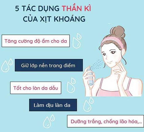 Gia công Xịt khoáng kiềm dầu 2 5 tác dụng xịt khoáng được gia công sản xuất tại iFREE: tăng cường độ ẩm cho da, giữ lớp nền trang điểm, tốt cho da dầu, làm dịu da, dưỡng trắng chống lão hóa - gia công xịt khoáng kiềm dầu