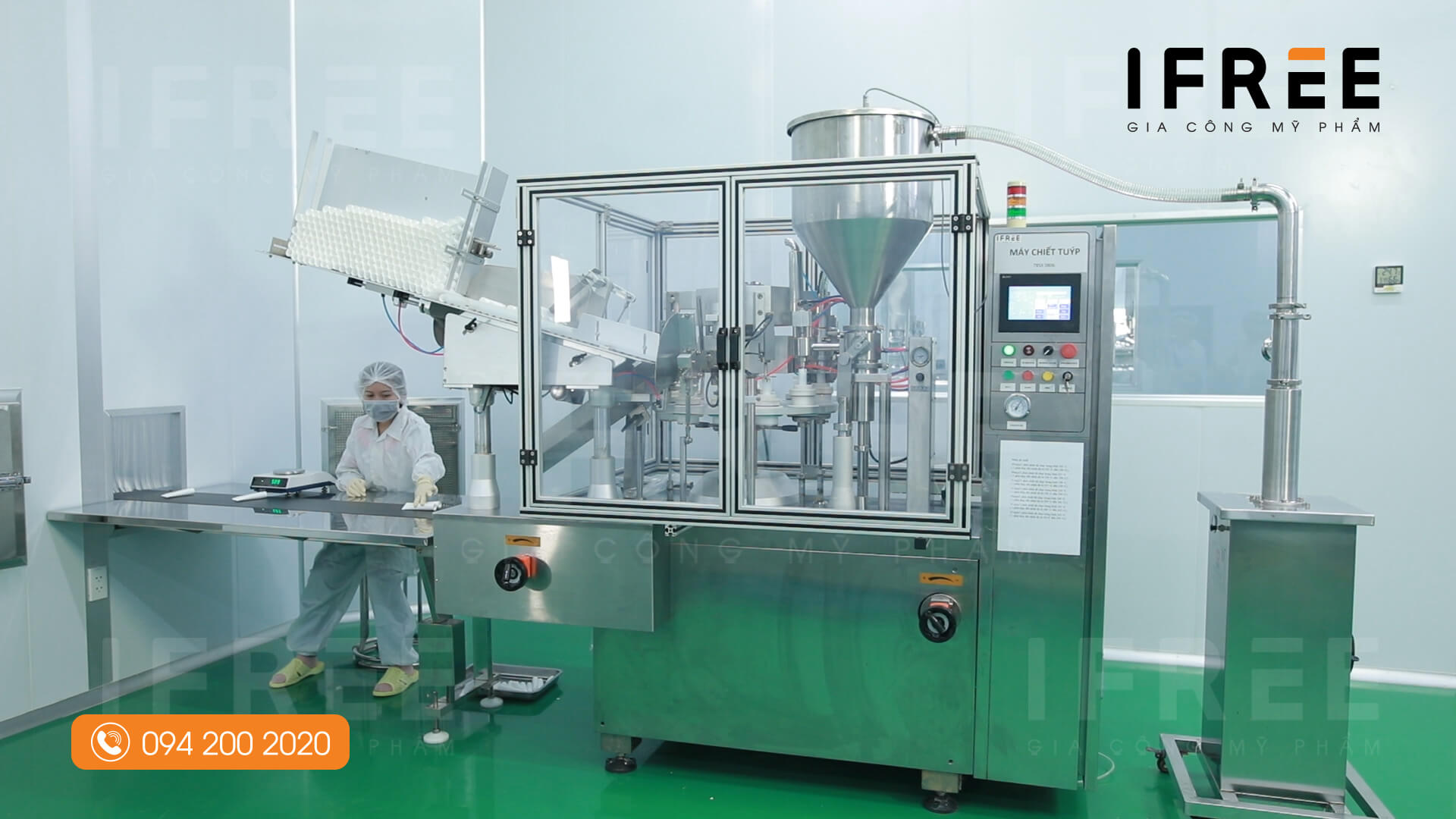 Dịch vụ đóng gói, sang chiết mỹ phẩm chuẩn cGMP 33 máy sang chiết tuýp tại nhà máy ifree beauty