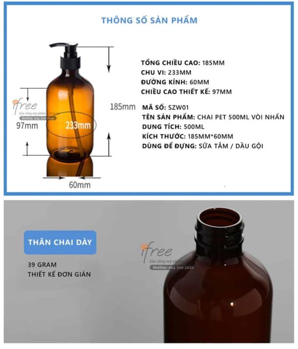 Review chai vòi nhấn đựng mỹ phẩm đẹp, giá tốt, cung cấp sỉ và lẻ 5 chai pet 500ml