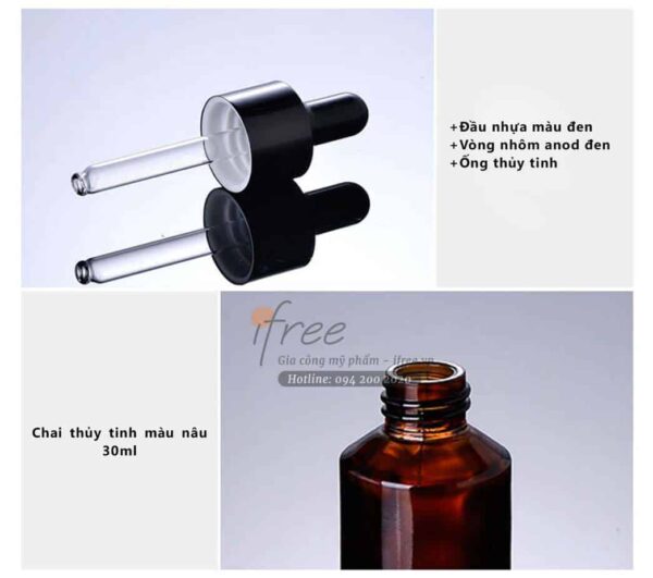 chai serum thủy tinh đầu bóp